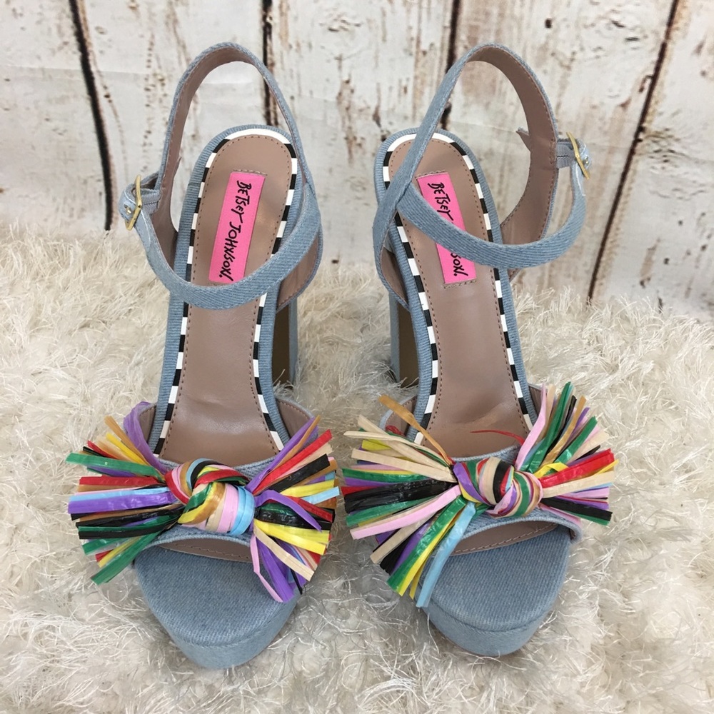Betsy Johnson Knotted Bow Ankle Strap Heels Shoes - Picture 2 of 6